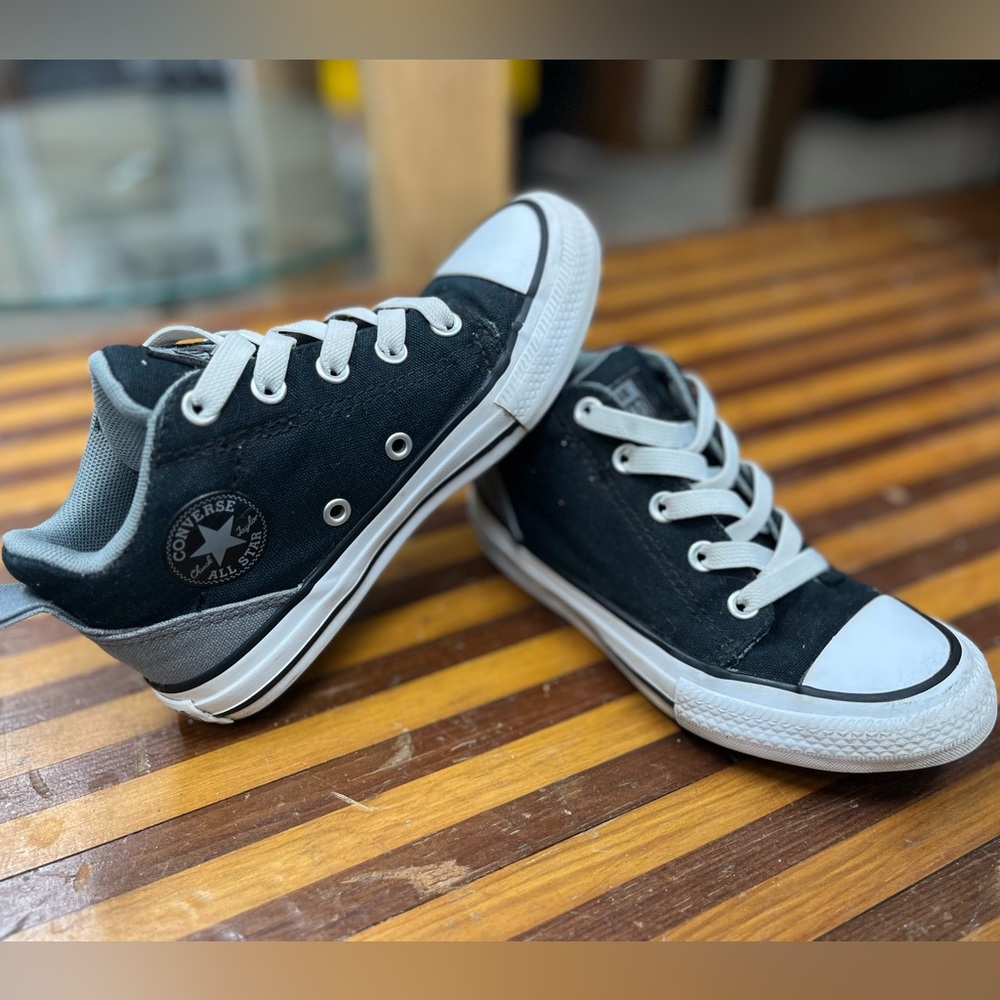 Converse grey and black stretch high tops